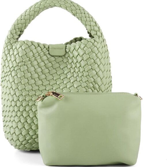 Adjustable Woven Tote Bag for Women - Fashionable Vegan Leather Beach Accessory - Picture 1 of 7